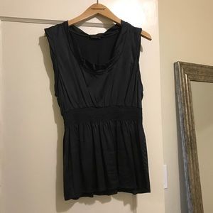 BCBGMaxAzeria Dark Blue Silk Scoop Neck Blouse